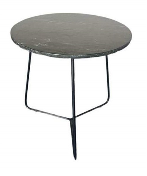 Marble Side Table with Iron Base